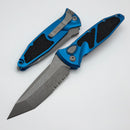 Microtech Socom Elite Auto w/ Apocalyptic T/E Partial Serrated & Blue Handle 161A-11APBL