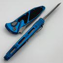 Microtech Socom Elite Auto Apocalyptic T/E Full Serrated w/ Blue Handle 161A-12APBL