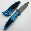 Microtech Socom Elite Auto Apocalyptic T/E Full Serrated w/ Blue Handle 161A-12APBL