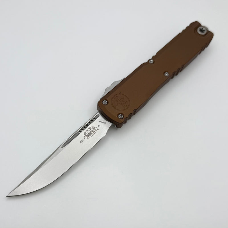Microtech Ultratech Gen IV S/E Stonewash Standard w/ Brown Handle 11214-10BN
