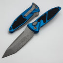 Microtech Socom Elite Auto Apocalyptic T/E Full Serrated w/ Blue Handle 161A-12APBL