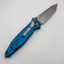 Microtech Socom Elite T/E Manual Blue Handles w/ Stonewash Tanto 161-10BL (Consignment)