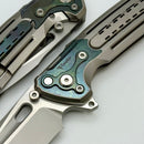 Reate Terminator-T600 Bead Blasted Titanium Integral Handle w/ Zirconium Accents & Frosted Satin MagnaCut
