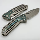 Reate Terminator-T600 Bead Blasted Titanium Integral Handle w/ Zirconium Accents & Frosted Satin MagnaCut