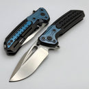 Reate Terminator-T600 DLC Titanium Integral Handle w/ Crystal Ti Blue Accents & Stonewash MagnaCut