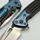 Reate Terminator-T600 DLC Titanium Integral Handle w/ Crystal Ti Blue Accents & Stonewash MagnaCut