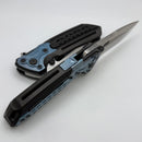 Reate Terminator-T600 DLC Titanium Integral Handle w/ Crystal Ti Blue Accents & Stonewash MagnaCut