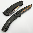 Marfione Custom Knives Amphibian RAM-LOK Hot Blued Tiger Mai Baker Forge Damascus & Carbon Fiber Handles w/ Stippled Copper Backspacer