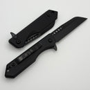 Heretic Knives M/A Jinn Flipper w/ Black Aluminum Handles & DLC MagnaCut H213-6A-T