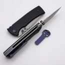 Chaves Knives Redencion 229 w/ Black Aluminum Handles & Purple Hardware w/ Stonewash Drop Point Elmax - Blue Label