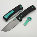 Chaves Knives Redencion 229 w/ Black Aluminum Handles & Green Hardware w/ Stonewash Drop Point Elmax - Blue Label