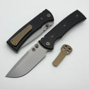 Chaves Knives Redencion 229 w/ Black Aluminum Handles & Bronze Hardware w/ Stonewash Drop Point Elmax - Blue Label
