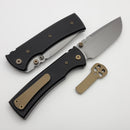 Chaves Knives Redencion 229 w/ Black Aluminum Handles & Bronze Hardware w/ Stonewash Drop Point Elmax - Blue Label