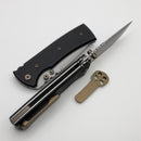 Chaves Knives Redencion 229 w/ Black Aluminum Handles & Bronze Hardware w/ Stonewash Drop Point Elmax - Blue Label