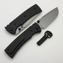 Chaves Knives Redencion 229 w/ Black Aluminum Handles & Black Hardware w/ Stonewash Drop Point Elmax - Blue Label