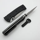 Chaves Knives Redencion 229 w/ Black Aluminum Handles & Black Hardware w/ Stonewash Drop Point Elmax - Blue Label