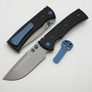 Chaves Knives Redencion 229 w/ Black Aluminum Handles & Blue Hardware w/ Stonewash Drop Point Elmax - Blue Label