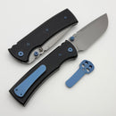 Chaves Knives Redencion 229 w/ Black Aluminum Handles & Blue Hardware w/ Stonewash Drop Point Elmax - Blue Label