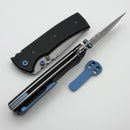 Chaves Knives Redencion 229 w/ Black Aluminum Handles & Blue Hardware w/ Stonewash Drop Point Elmax - Blue Label