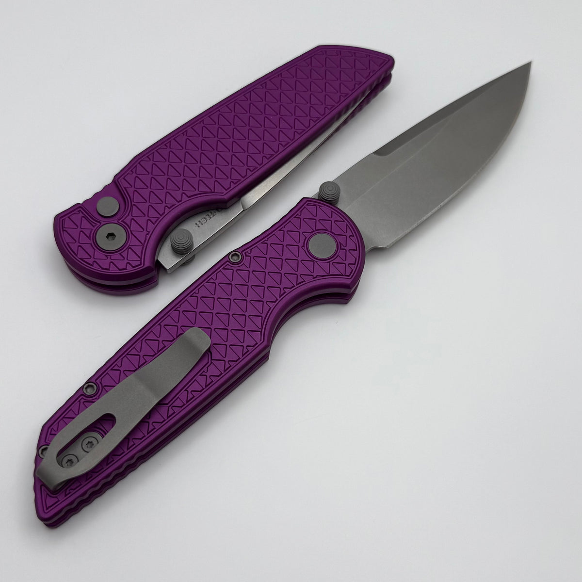 Pro-Tech TR-3 Integrity Manual Purple Aluminum Relic Handles w/ Stonew