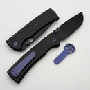 Chaves Knives Redencion 229 w/ Black Aluminum Handles & Purple Hardware w/ Black Drop Point Elmax - Blue Label