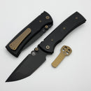 Chaves Knives Redencion 229 w/ Black Aluminum Handles & Bronze Hardware w/ Black Tanto Elmax - Blue Label
