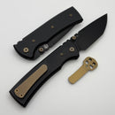 Chaves Knives Redencion 229 w/ Black Aluminum Handles & Bronze Hardware w/ Black Tanto Elmax - Blue Label