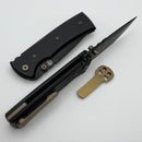 Chaves Knives Redencion 229 w/ Black Aluminum Handles & Bronze Hardware w/ Black Tanto Elmax - Blue Label