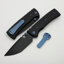 Chaves Knives Redencion 229 w/ Black Aluminum Handles & Blue Hardware w/ Black Tanto Elmax - Blue Label