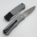 Pro-Tech Whiskers Bolster Release Gray w/ Textured Bolsters & Stonewash 154-CM BR-1.3 LTD-Grey