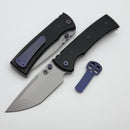 Chaves Knives Redencion 229 w/ Black Aluminum Handles & Purple Hardware w/ Stonewash Tanto 154CM - Blue Label