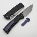 Chaves Knives Redencion 229 w/ Black Aluminum Handles & Purple Hardware w/ Stonewash Tanto 154CM - Blue Label
