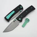 Chaves Knives Redencion 229 w/ Black Aluminum Handles & Green Hardware w/ Stonewash Tanto 154CM - Blue Label