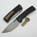 Chaves Knives Redencion 229 w/ Black Aluminum Handles & Bronze Hardware w/ Stonewash Tanto 154CM - Blue Label