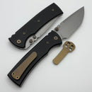Chaves Knives Redencion 229 w/ Black Aluminum Handles & Bronze Hardware w/ Stonewash Tanto 154CM - Blue Label