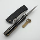 Chaves Knives Redencion 229 w/ Black Aluminum Handles & Bronze Hardware w/ Stonewash Tanto 154CM - Blue Label
