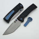 Chaves Knives Redencion 229 w/ Black Aluminum Handles & Blue Hardware w/ Stonewash Tanto 154CM - Blue Label