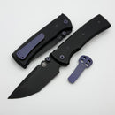 Chaves Knives Redencion 229 w/ Black Aluminum Handles & Purple Hardware w/ Black Tanto 154CM - Blue Label