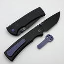 Chaves Knives Redencion 229 w/ Black Aluminum Handles & Purple Hardware w/ Black Tanto 154CM - Blue Label