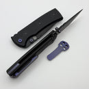 Chaves Knives Redencion 229 w/ Black Aluminum Handles & Purple Hardware w/ Black Tanto 154CM - Blue Label