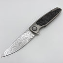 Holt Bladeworks Outlaw w/ Burnished Quill Titanium Shred Carbon Inlaid Handles & Fafnir Damasteel 62