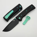 Chaves Knives Redencion 229 w/ Black Aluminum Handles & Green Hardware w/ Black Drop Point 154CM - Blue Label