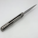 Holt Bladeworks Outlaw w/ Burnished Quill Titanium Shred Carbon Inlaid Handles & Fafnir Damasteel 62