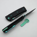 Chaves Knives Redencion 229 w/ Black Aluminum Handles & Green Hardware w/ Black Drop Point 154CM - Blue Label