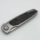 Holt Bladeworks Outlaw w/ Burnished Quill Titanium Shred Carbon Inlaid Handles & Fafnir Damasteel 62