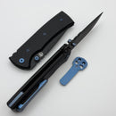Chaves Knives Redencion 229 w/ Black Aluminum Handles & Blue Hardware w/ Black Drop Point 154CM - Blue Label