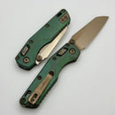 Microtech Marfione Select MSI RAM LOK Mini Slab Side Antique Green w/ Bronze Accent & Plain Edge Bronze M390MK 210M-13MS2