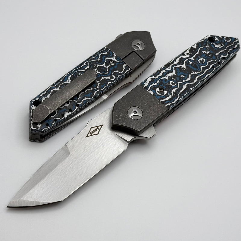 Mechforce Peter Carey Collab Roadster w/ Forest Blue Fat Carbon Inlaid Titanium Handles & M390