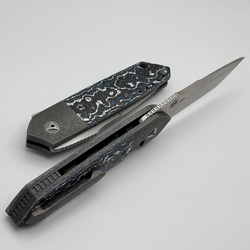 Mechforce Peter Carey Collab Roadster w/ Forest Blue Fat Carbon Inlaid Titanium Handles & M390
