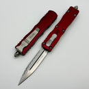 Microtech Dirac Double Edge Stonewash Full Serrated & Merlot Handle 225-12MR